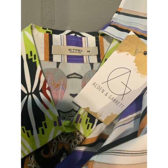 ETRO Multicolor Striped Paisley Button-Up Shirt, Size 10 (US) 44 (IT) - Picture 7 of 7